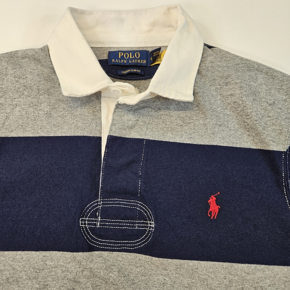 Polo Ralph Lauren Rugby Stripe Long Sleeve Men's Preppy Dress Shirt - Picture 2 of 9